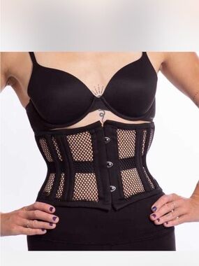 Black Mesh Waist Cincher Corset - Women Intimates